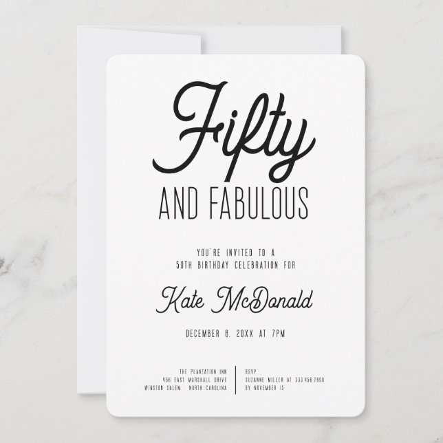 50 and Fabulous 50th Birthday Invitation (Front)