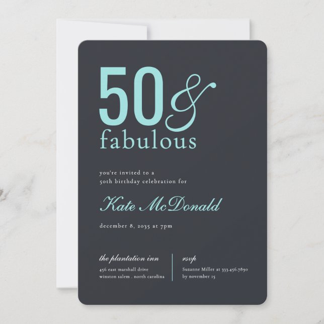 50 and Fabulous 50th Birthday Invitation (Front)