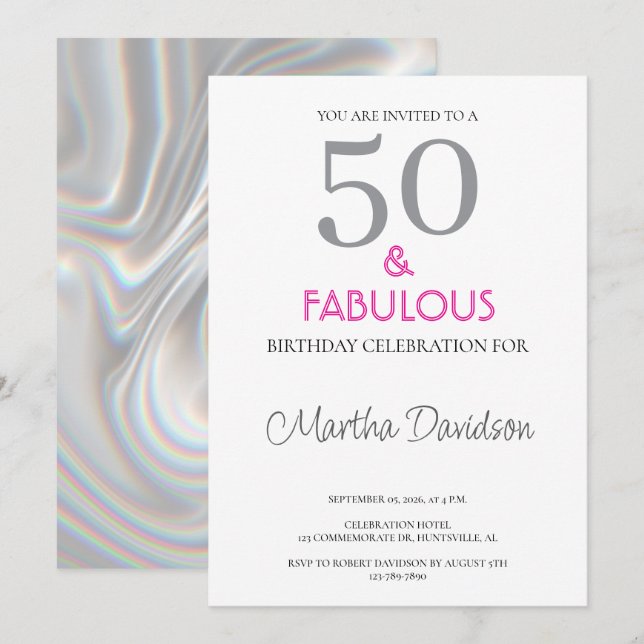 50 and Fabulous | 50th Birthday Invitation (Devant / Derrière)