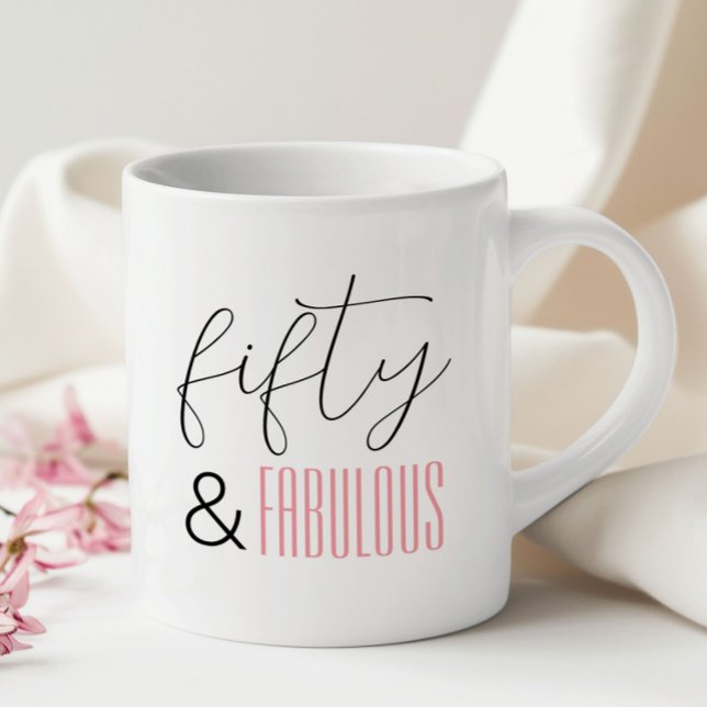 50 and Fabulous 50th Birthday Modern Script Coffee Mug (Creator Uploaded)
