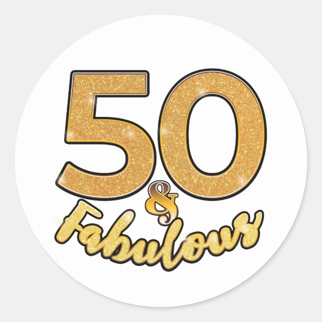 50 and Fabulous 50th Birthday Party Classic Round Sticker (Front)