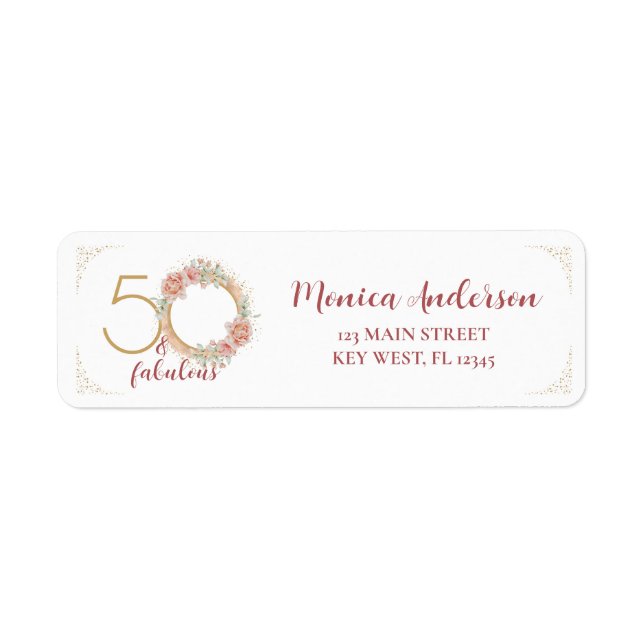 50 and Fabulous 50th Birthday Party Glitter Floral (Front)