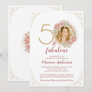 50 and Fabulous 50th Birthday Party Glitter Name Invitation