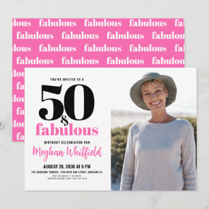 50 and Fabulous   50th Birthday Party Invitation