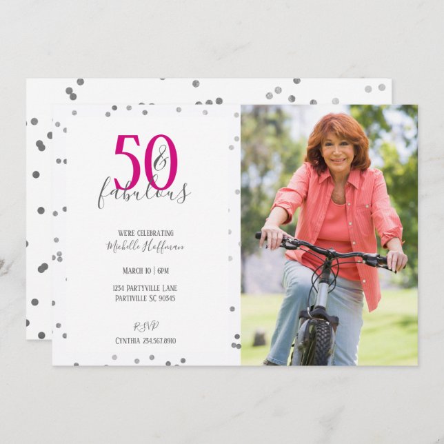 50 and Fabulous 50th Birthday Party Invitations (Front/Back)