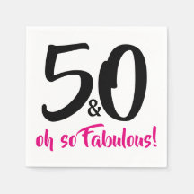 50 and Fabulous 50th Birthday Party Paper Napkins