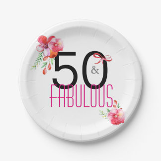 50 and Fabulous 50th Birthday Party Paper Plate