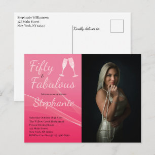50 and Fabulous 50th Birthday Party Photo Postcard