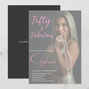 50 and Fabulous   50th Birthday Party Pink Invitation