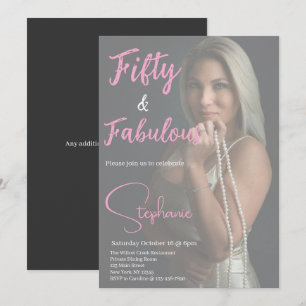 50 and Fabulous   50th Birthday Party Pink Invitation