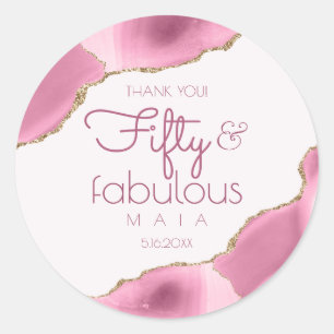 50 and Fabulous 50th Birthday Thank You Classic Round Sticker