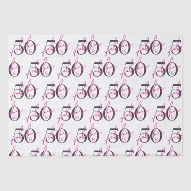 50 and fabulous 50th birthday vibrant pink tissue paper (Front)