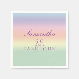 50 AND FABULOUS! 50th Birthday Watercolor Party Napkin
