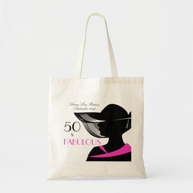 50 and Fabulous Art Deco Elegant 50th Birthday Tote Bag (Front)