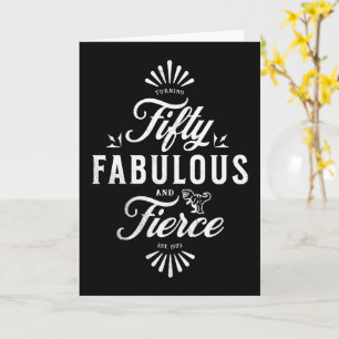 50 and Fabulous Birthday Black and White Dinosaur Card