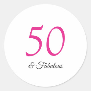 50 and fabulous birthday classic round sticker