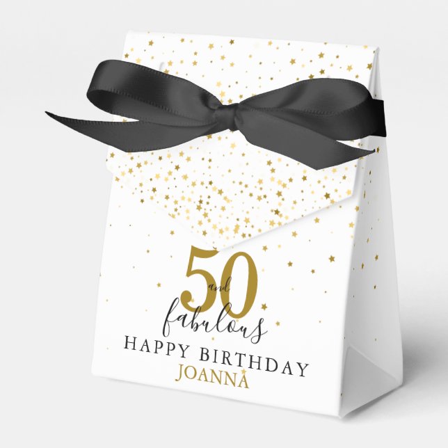50 and Fabulous Birthday Gold and Black Elegant  Favor Box (Front Side)