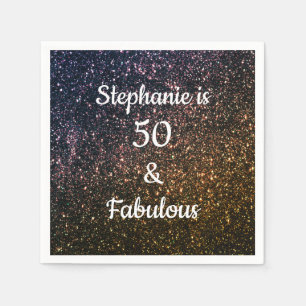 50 And Fabulous Birthday Gold Black Glitter Cool Napkin