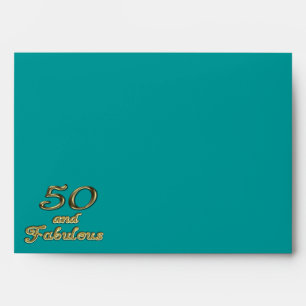 50 and Fabulous Birthday Gold Teal Blue 50th Age Envelope