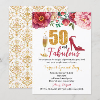 50 and Fabulous Birthday Invitation for Women