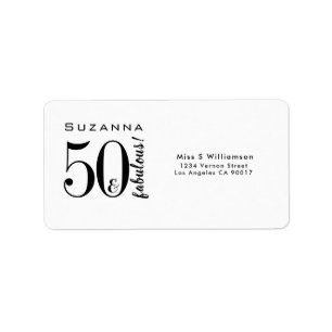 50 and Fabulous Birthday Modern Black Typography Label