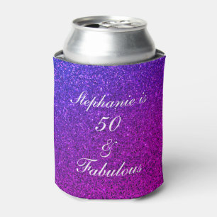 50 And Fabulous Birthday Ombre Pink Purple Glitter Can Cooler