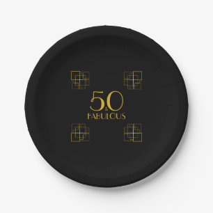 50 and Fabulous Birthday Party Art Deco style Paper Plate