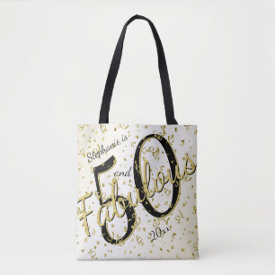 50 and Fabulous Birthday Party Black/Gold Tote Bag