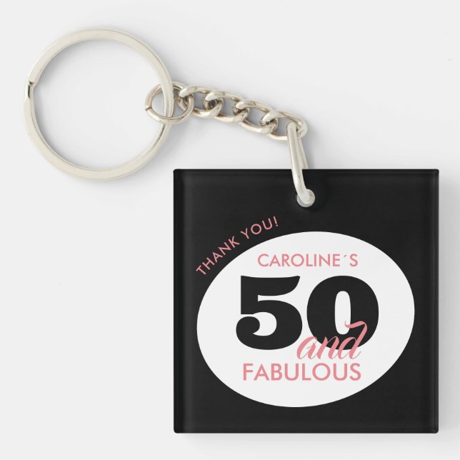 50 and Fabulous Birthday Party Favour Keychain (Front)