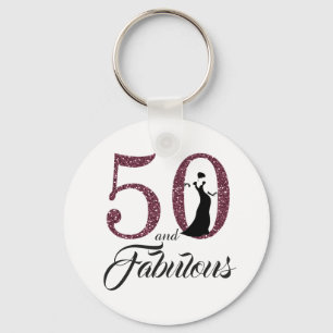50 and Fabulous Birthday Party Keychain