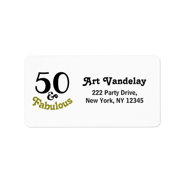 50 and Fabulous Birthday Party Label (Front)