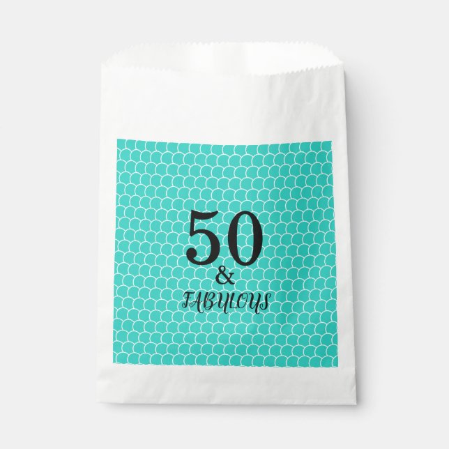 50 And Fabulous Birthday Party Mermaid Turquoise Favour Bag (Front)