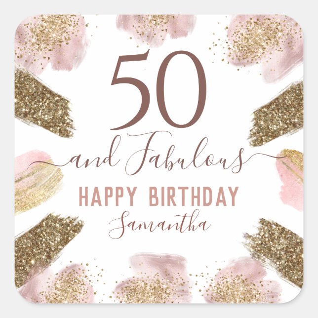 50 and Fabulous Birthday Party Sticker (Front)