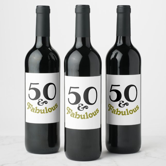 50 and Fabulous Birthday Party Wine Label (Bottles)