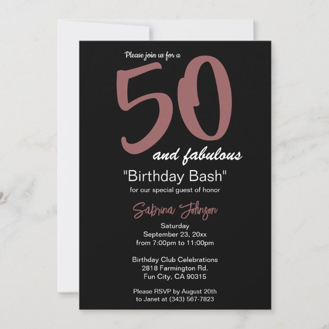 50 And Fabulous Birthday - Personalize Invitation (Front)