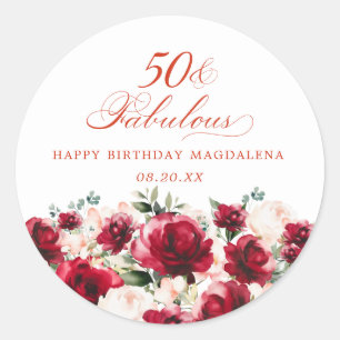 50 and Fabulous Birthday Personalized Custom Classic Round Sticker