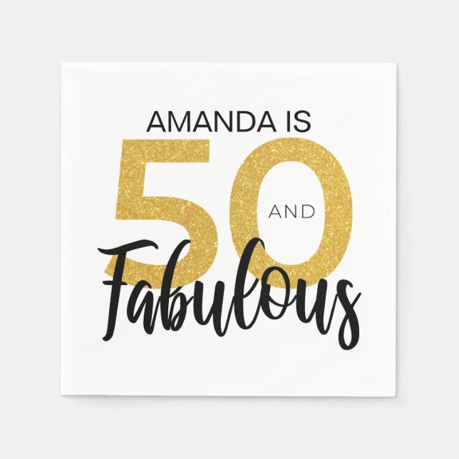 50 and Fabulous Birthday Personalized Party Napkin (Front)