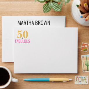 50 and Fabulous Birthday Personalized Stationery Envelope