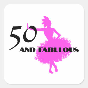 50 and Fabulous birthday pink dancer party Napkins Square Sticker