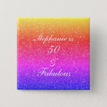 50 And Fabulous Birthday Pink Purple Glitter Cool 2 Inch Square Button<br><div class="desc">Designed with pretty,  girly and beautiful pink purple glittery background and personalized text template for name which you can edit,  this is perfect for the 50th birthday celebrations!</div>