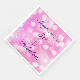 50 And Fabulous Birthday Pink Purple Glittery Cool Napkin