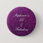 50 And Fabulous Birthday Purple Glitter Ombre Chic 2 Inch Round Button<br><div class="desc">Designed with pretty,  girly and beautiful purple glittery background and personalized text template for name which you can edit,  this is perfect for the 50th birthday celebrations!</div>