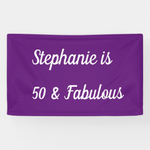 50 And Fabulous Birthday Purple White Royal Classy Banner