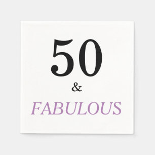 50 and Fabulous Birthday  Quote Black Purple Text Napkin