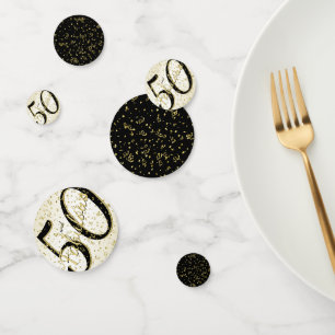 50 and Fabulous birthday Script black/Gold Fun Confetti