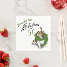 50 and Fabulous Birthday Sheltie Dog Green