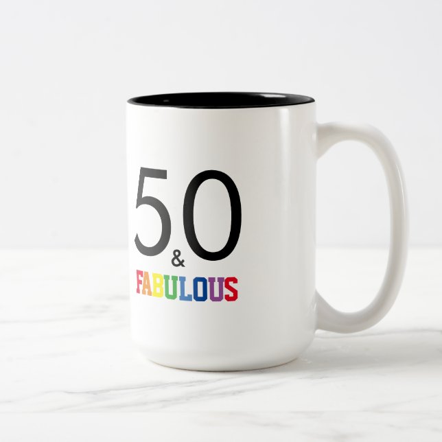 50 and Fabulous Birthday Two-Tone Coffee Mug (Right)