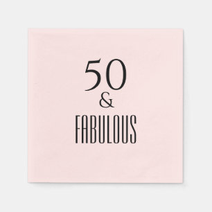 50 and Fabulous Birthday With Quote Black Text Napkin