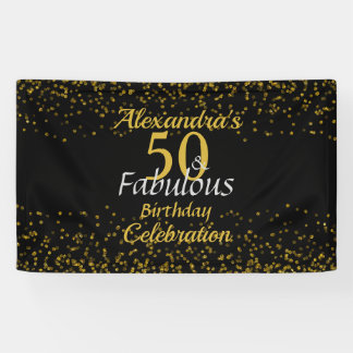 50 and Fabulous Black and Gold Banner