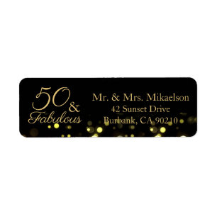 50 and Fabulous Black and Gold Birthday Address